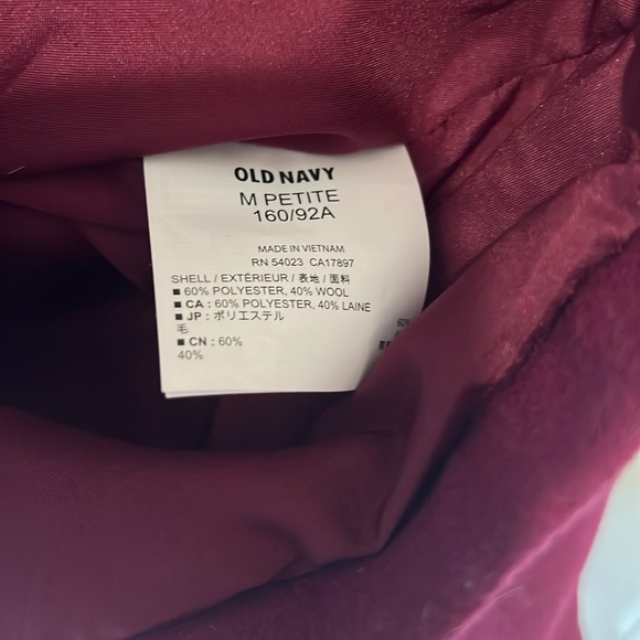 Old Navy Burgundy Peacoat Size Medium Petite - Picture 4 of 4